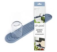 Sanni Shoo Silicone Slim Dish Drainer Mat, Light Blue (Ocean), Soft, BPA-free, Heat Resistant, Dishwasher Safe, Kitchen Organizer for Glasses, Bottles, Cutting Boards, Utensils