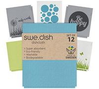 Sanni Shoo Swe.Dish - Swedish Dishcloths for Kitchen, Cleaning & Washing Dishes, Reusable Paper Towels - Made of Cotton and Cellulose, Absorbent, Sustainable & Eco-Friendly - Set of 12 (Nature - Dots)