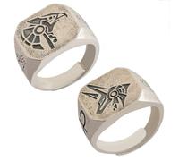 SANNIDHI® 2pcs Vintage Open Ring Fashion Ancient Egypt Metal Rings Alloy Carving Rings The Eye of Horus Symbol Ring Anubis Engraved Ring Adjustable Open Ring for Men