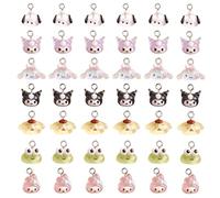 SANNIDHI® 42pcs Pendant Charms for Bracelet Making, 7-Design Cinnamoroll Kuromi Bracelet Charms for Jewellery Making, Cartoon Mini Resin Bag Charms Pendant for DIY Necklace, Crafts, Phone Charms