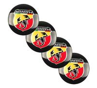 SANNIS 4 PCS Hub Centre Caps for FIAT 500 595 Punto Bravo Stilo Panda Abarth 56mm, Black Plastic Stainless Steel Wheel Hub Caps, Rim Caps, Wheel Well, Rim