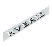 SANNITOU Car Logo Sticker, Silver Plastic Emblem for Hybrid, Front and Rear, Chrome Finish