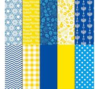 SANNIX 100 Sheets Hanukkah Tissue Paper White Blue Yellow Menorah Dreidel Star of David Pattern Wrapping Paper for Happy Hanukkah Chanukah Jewish Gift Wrapping DIY Crafts Decoration 19.7 ×13.8 Inch