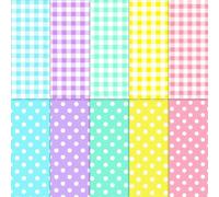 SANNIX 100 Sheets Multicolor Pastel Easter Tissue Paper Dots and Buffalo Plaid Wrapping Paper for Spring Easter Birthday Party Decoration Holiday DIY Crafts Gift Packing 19.7 ×13.8 Inch