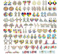 SANNIX 110 Pcs Autism Awareness Charms, 55 Styles Autism Awareness Jewelry for handicraft, Bracelets DIY Crafts, Alloy Pendants for Necklaces, Keychains, Journal, Craft Making,Thoughtful Gift Idea