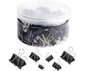SANNIX 110 PCS Binder Clips Assorted Sizes, X Large, Large, Medium, Small, Mini and Micro, Binder Clips Paper Clamps for Office Home School