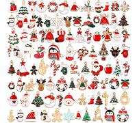 SANNIX 110Pcs Christmas Gold Enamel Charms DIY Jewelry Making Charms Pendants for Bracelet Necklace Earring Craft Supplies