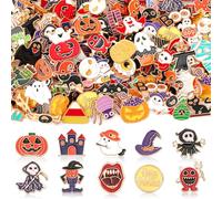 SANNIX 110Pcs Halloween Enamel Pins Set, Skull Pumpkin Ghost Spooky Brooches for Trick or Treat, Halloween Backpack Clothing Lapel Badges for Party Favors DIY Crafts, 55 Styles