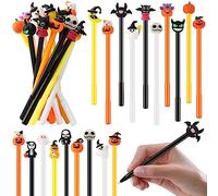 SANNIX 20pcs Halloween Cartoon Pens, Novelty Pumpkin Ghost Skull Bat Gel Ink RollerBall Pens for Halloween Birthday Party Favors Kids Gift School Home Supplies