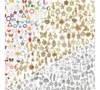 SANNIX 350Pcs Charm for Jewelry Making, Assorted Gold Enamel Charms, Mixed Bulk Antique Gold Tibetan Silver Jewelry Bangle Charm Pendants for Bracelet Necklaces Earrings Making Supplies