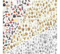 SANNIX 350Pcs Halloween Charms, Assorted Enamel Charms Mixed Bulk Antique Gold Tibetan Silver Jewelry Charm Pendants for Bracelet Necklaces Earrings Making Supplies