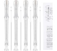 SANNIX 4 Pack Recorder Instrument 8 Hole German Style Soprano Recorder for Beginner Recorder With Cleaning Rod School Student Music Instrument (Clear White)