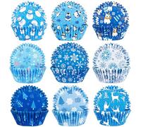 SANNIX 450-Count Winter Christmas Cupcake Liners Santa Snowflakes Cupcake Wrappers Baking Cups Paper Wraps Muffin Liners for Xmas Winter Birthday Party Candy Cake Decorations Supplies(9 Designs)