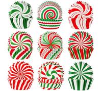 SANNIX 450pcs Christmas Cupcake Liners,Xmas Candy Pattern Baking Cups Cupcake Wrappers Paper Wraps Muffin Liners for Christmas Holiday Birthday Party Candy Cake Make Decorations Supplies(9 Designs)