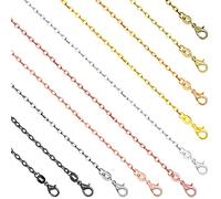 SANNIX 50 Pieces x 20 Inches/ 50CM Silver-Plated Necklace Chains, DIY Link Chain Necklaces, Link Chain Necklaces with Lobster Clasps for Jewelry Making (10 Colors)