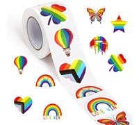 SANNIX 500pcs Pride Stickers Gay Stickers Roll for LGBT Lesbian Rainbow Stickers Bisexual Pride Month Parades Decorations（8 Styles）
