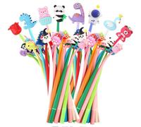 SANNIX 50Pcs Squishy Pens, Cute Fun Pens for Kids, Cartoon Bobblehead Pen, Birthday Gifts for Boys Girls, Kids Classroom Prizes, Party Favors School Office Supplies