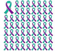 SANNIX 60Pcs Metal Purple Teal Ribbon Pins, Suicide Prevention Awareness Lapel Pin Suicide Awareness Ribbon Brooch Mental Health Badge for Social Public Charity Event Hope Love Survivor Month Charity