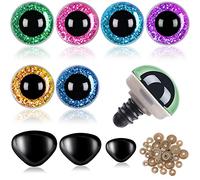 SANNIX 90pcs 10mm Large Safety Eyes and Safety Noses for Amigurumi Crochet Animals Chromatic Plastic Button Eyes for Sewing with Washers for Doll, Plush Toy, Teddy Eyes