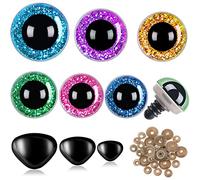 SANNIX 90pcs Age 3+ 12-30mm Large Safety Eyes and Safety Noses for Amigurumi Crochet Animals Chromatic Plastic Button Eyes for Sewing with Washers for Doll, Plush Toy, Teddy Eyes