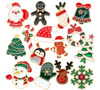 SANNIX Christmas Pins, 15Pcs Christmas Lapel Pins Xmas Brooch Pin Santa Snowman Snowflake Holiday Badge for Clothes Bags Hats Accessories