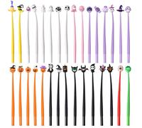 SANNIX Halloween Cartoon Squishy Pens, 50 pcs Funny Pumpkin Ghost Skull Bat Gel Ink Roller Ball Pens for Halloween Party Favors Gift Office Home Supplies