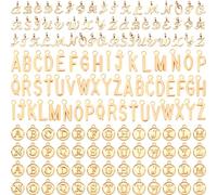 SANNIX Letter Charms, 156Pcs/6 Sets Alphabet ABC Letter Charms 3 Styles Capital A-Z Charm DIY Bracelet Necklace Pendants with 200Pcs Open Jump Rings for Jewelry Making (KC Gold & Antique Silver)