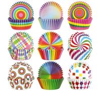 SANNIX Rainbow Cupcake Liners, 450pcs Colorful Cake Baking Cups Cupcake Wrappers Paper Wraps Muffin Liners for Spring Birthday Pride Party Candy Cake Decorations Supplies(9 Designs)