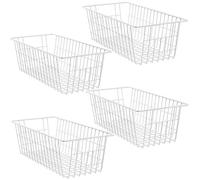 SANNO 15.7" Freezer Wire Baskets Refrigerator 4 Wire Metal Storage Baskets, Modern Farmhouse Storage Organizer for Pantry, Shelf, Kitchen, Cabinet, Bathroom 15.7"x7.9"x5.9"