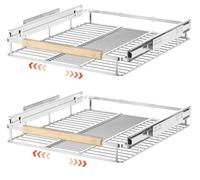 SANNO Cabinet Pull Out Shelves Organizer Sliding Shelf, Under Sink Organizer, Expandable Shelf Drawer for Closet, Kitchen, Bathroom(2pack)