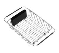 SANNO Dish Drainer Rack Dish Drainer with Cutlery Holder Expandable Dish Drying Rack Plate Drainer Dish Dryer for Kitchen, Rustproof,Stainless Steel