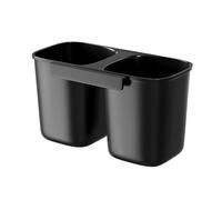 SANNO Dish Rack Utensil Holder, Hanging Cutlery Drainer Caddy with Hooks, 2 Compartment Flatware Organizer for Forks, Spoons, Knives, Fits Over Most Dish Drying Racks, Black