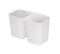 SANNO Dish Rack Utensil Holder, Hanging Cutlery Drainer Caddy with Hooks, 2 Compartment Flatware Organizer for Forks, Spoons, Knives, Fits Over Most Dish Drying Racks, White