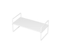 SANNO Expandable Cabinet Organizer, Adjust Height Large Kitchen Cupboard Organizer Stackable Counter Shelf Organizer, Counter Pantry Storage Organization, White