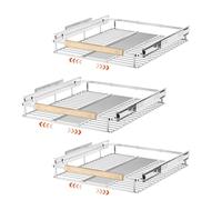 SANNO Expandable Pull Out Cabinet Organizer,Slide Out Pantry Shelf for Kitchen Cabinet or Under Sink,Extendable Width16.1 to 26.4" W,Chrome Finish,3Pack