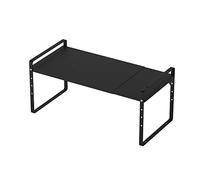 SANNO Expandable Shelf Kitchen Cupboard Organizer, Stackable Cabinet Shelf Organizer Storage Rack, Countertop Organizer Kitchen Pantry Cupboard Organization,Black, 10" W