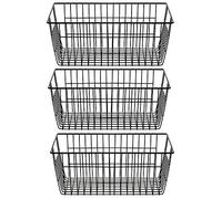 SANNO Freezer Basket Wire Organizer Storage Baskets Storage Bin Baskets for Organizing Kitchen Cabinets, Pantry, Freezer, Bathroom,Closets-Set of 3-Black