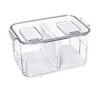 SANNO Fridge Food Storage Containers Produce Saver FreshWorks Produce Food Storage Container Bin Stackable Refrigerator Kitchen Organizer Keeper, with Removable Drain Tray to Keep Fresh