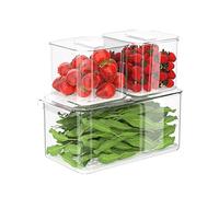 SANNO Fridge Food Storage Containers Produce Saver FreshWorks Produce - Stackable Refrigerator Kitchen Organizer Keeper- Set of 3