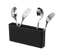 SANNO Plastic Black Utensil Silverware Storage Holder Caddy,Fit Kitchen Sink Drying Rack, Microfiber Dish Mat, Dish Drying Mat