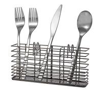 SANNO Stainless Steel Utensil Drying Rack and Cutlery Organizer With Hooks - Removable Silverware Holder, Black