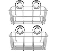SANNO Suction Cup Shower Caddy Basket for Shampoo Combo Organizer Basket Stainless Steel Holder for Bathroom Storage,pack of 2