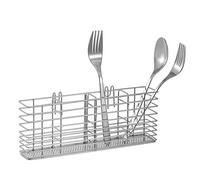 SANNO Utensil Silverware Holder Organizer Hanging Cutlery Organizer Spoon Drying Rack Basket Holder, 4 Divided Compartments Silverware Organizer, Stainless Steel