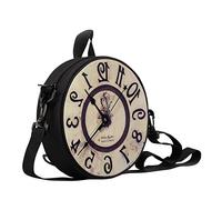 Sannovo Women Novelty Round Clock Shape Zippered Clock Purses for Women Tote Handbag Shoulder Bag, Gift for Mom Girlfriend, Color1, L