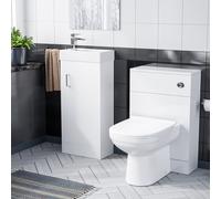 Sano 400mm White Floor Standing Vanity Cabinet, Back to Wall Toilet & WC unit
