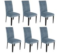SANOCAY Set of 6 Blue Velvet Wingback Chair Cover Slipcover Strength Removable Washable Reusable Armless Protector Cover for Dining Room Banquet Home Decor??¡ (Blue, Set of 6)