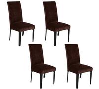 SANOCAY Soft Thick Dark Brown Solid Velvet Dining Chair Covers Parson Stretch Chair Slipcover for Dining Room Washable Set of 4 Chair Protectors Covers (Dark Brown, Set of 4)