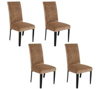 SANOCAY Soft Thick Solid Light Brown Velvet Dining Chair Covers Parson Stretch Chair Slipcover for Dining Room Washable Set of 4 Chair Protectors Covers (Light Brown, Set of 4)
