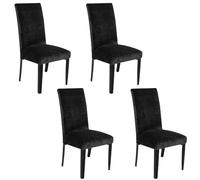 SANOCAY Velvet Wingback Chair Cover Slipcover Strength Removable Washable Reusable Armless Protector Cover for Dining Room Banquet Home Decor (Black, Set of 4)