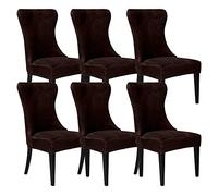 SANOCAY Velvet Wingback Chair Cover Slipcover Strength Removable Washable Reusable Armless Protector Cover for Dining Room Banquet Home Decor??¡ (Brown, Set of 6)